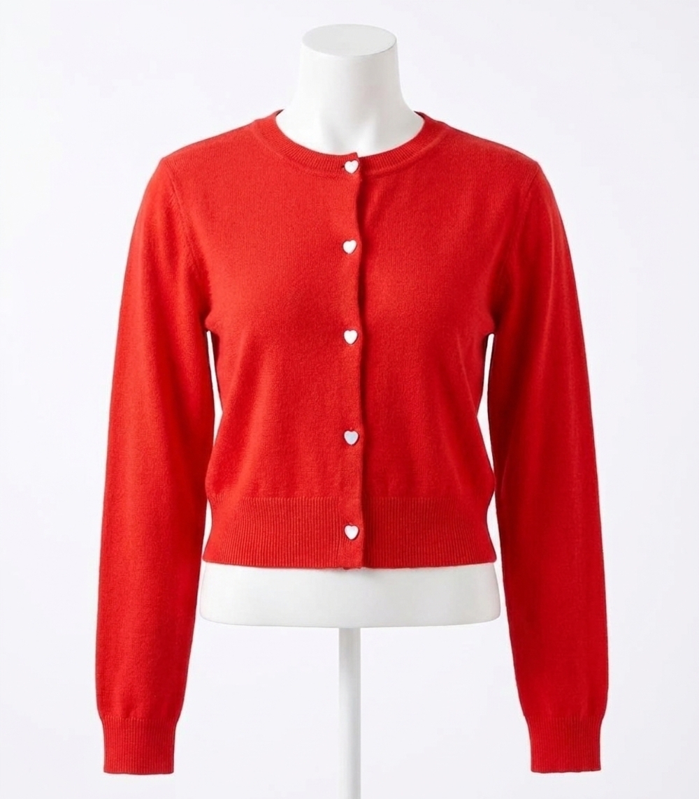 NEW MOLLY BRACKEN heart button cardigan in red